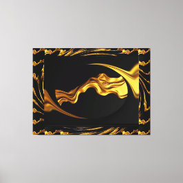 Opulent Swirl Liquid Gold and Black Monochrome Art Canvastryck