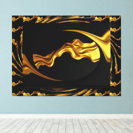 Opulent Swirl Liquid Gold and Black Monochrome Art Canvastryck