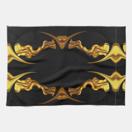 Opulent Swirl Liquid Gold Black Monochro Achempong Kökshandduk