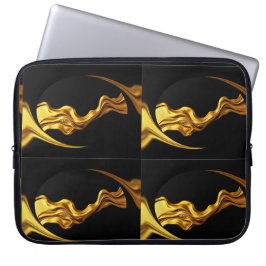 Opulent Swirl Liquid Gold Black Monochro Achempong Laptop Fodral
