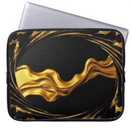 Opulent Swirl Liquid Gold Black Monochro Christian Laptop Fodral