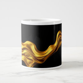 Opulent Swirl Liquid Gold Black Monochrom Designer Jumbo Mugg