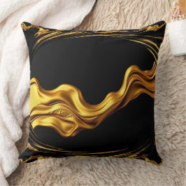 Opulent Swirl Liquid Gold Black Monochrome Achempo Kudde