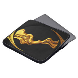 Opulent Swirl Liquid Gold Black Monochrome Christi Laptop Fodral