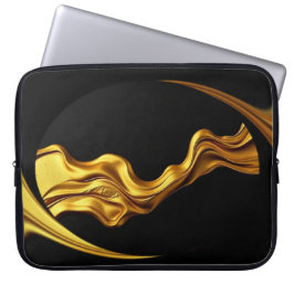 Opulent Swirl Liquid Gold Black Monochrome Christi Laptop Fodral