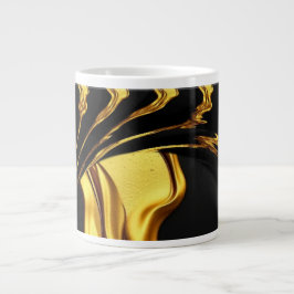 Opulent Swirl Liquid Gold Black Monochrome Design Jumbo Mugg