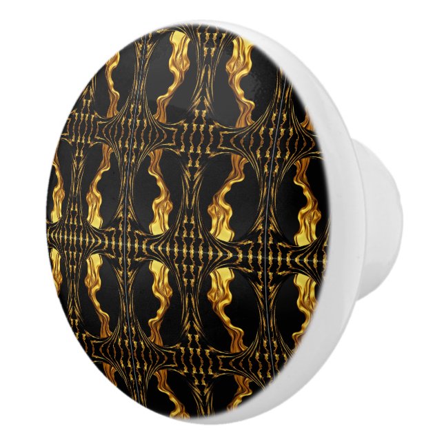 Opulent Swirl Liquid Gold Black Monochrome Designe Knopp (Höger)