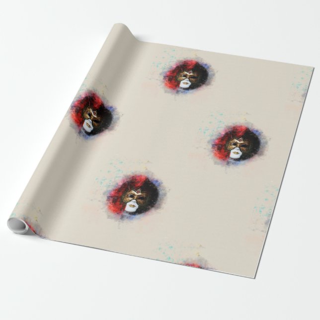 Opulent venetiansk karnival Mask Wrapping Papper Presentpapper (Utrullad)
