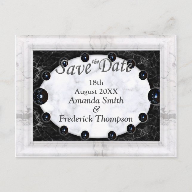 Opulent vit och svart marmor + sfärer meddelande vykort (Framsida)