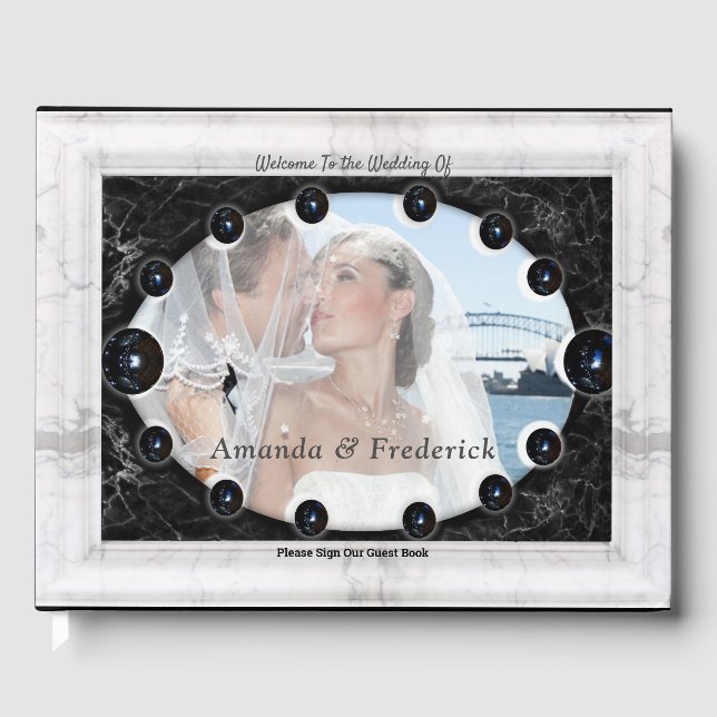 Opulent Vita och svarta Marble Spheres Gästböcker (Framsida)
