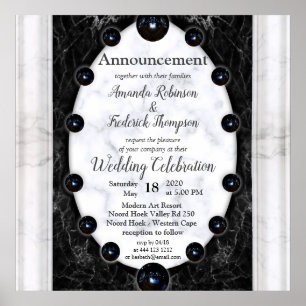 Opulent Vita och svarta Marble Spheres Poster