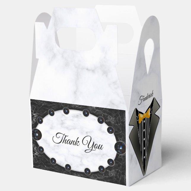 Opulent Vita och svarta Marble Spheres Presentaskar (Öppnad)