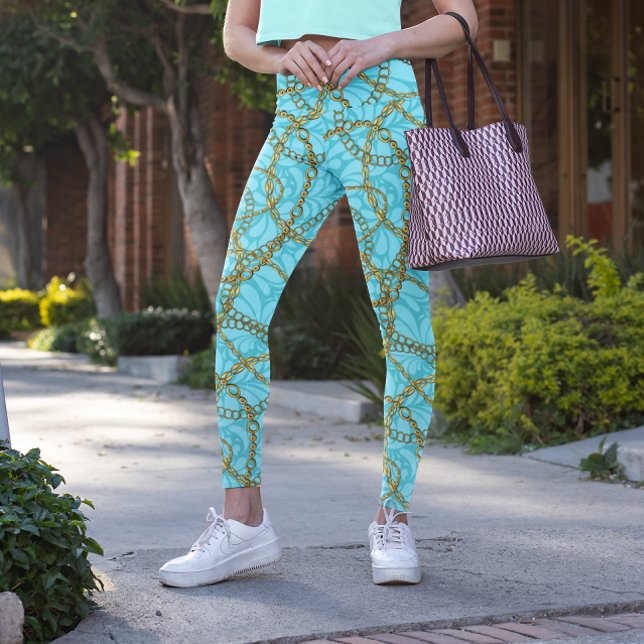 Opulenta skalbalkar med gyllene kedjor leggings (Skapare uppladdad)