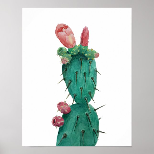 Opuntia i vattenfärger poster (Framsidan)