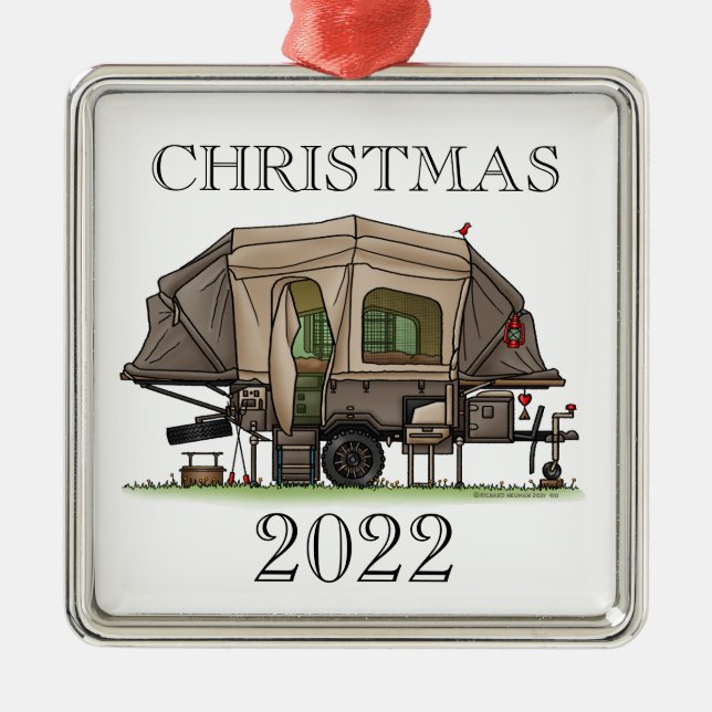 Opus 4-popup-kameran RV lycklig-kameran Metall Orn Julgransprydnad Metall (Framsidan)