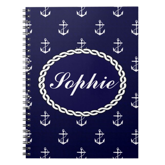Opus Posh Anchor Nautical Anpassningsbar Anteckningsbok (Framsidan)