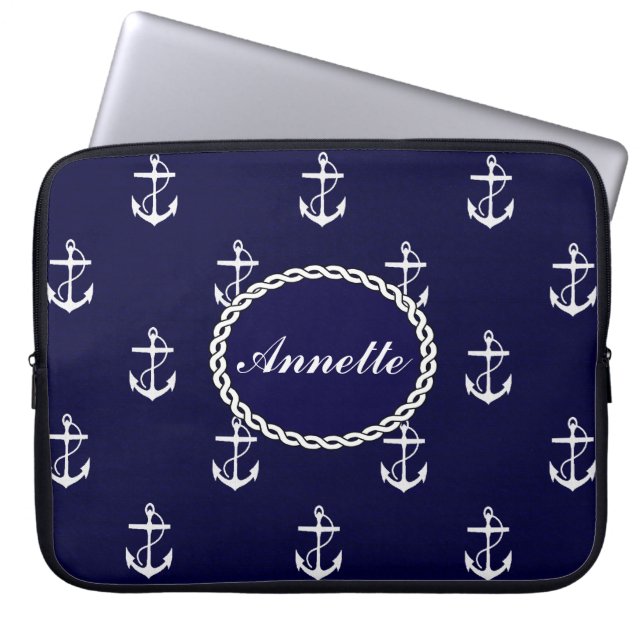 Opus Posh Anchor Nautical Anpassningsbar Laptop Fodral (Framsidan)