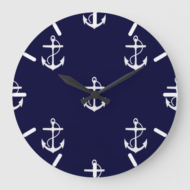 Opus Posh Anchor Nautical Anpassningsbar Stor Klocka (Framsida)