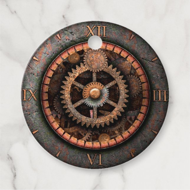 Opus Posh Steampunk Gears Gåvor Etiketter (Framsida)