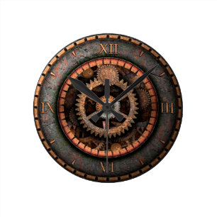 Opus Posh Steampunk Gears Rund Klocka
