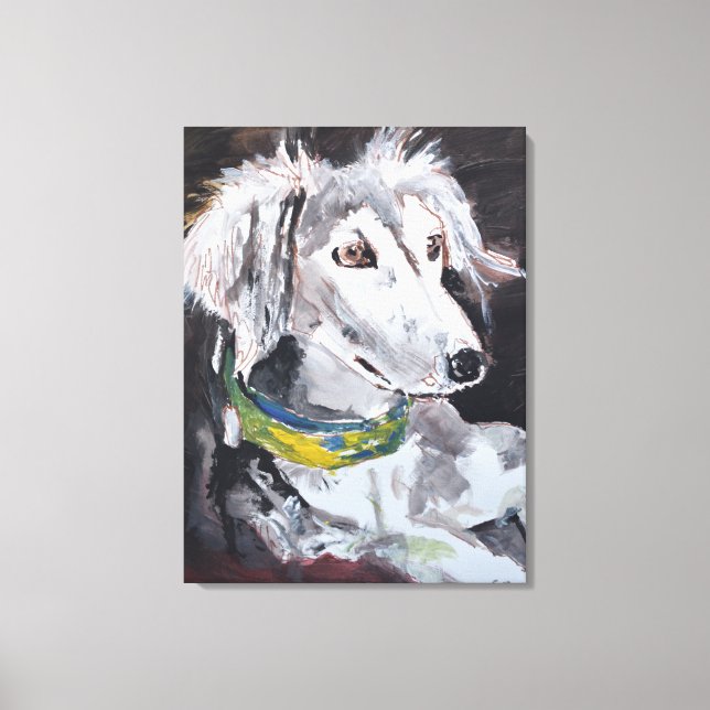 Oputsad Vit Terrier Hund Porträtt Canvastryck (Framsida)