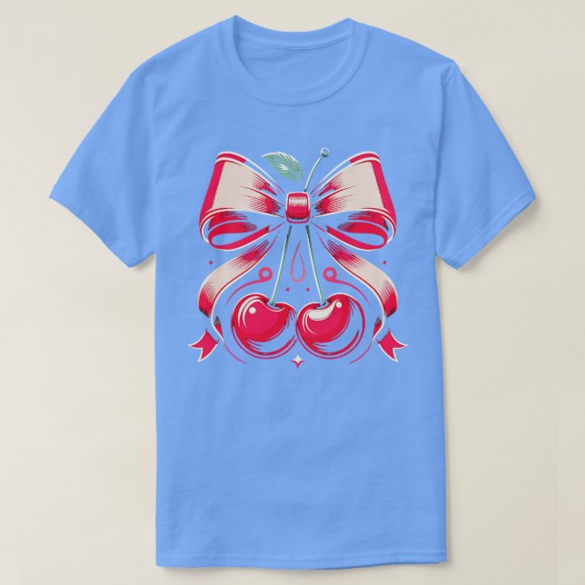Oquette Bows med körsbär Cute Coquette-flicka T Shirt (Design framsida)