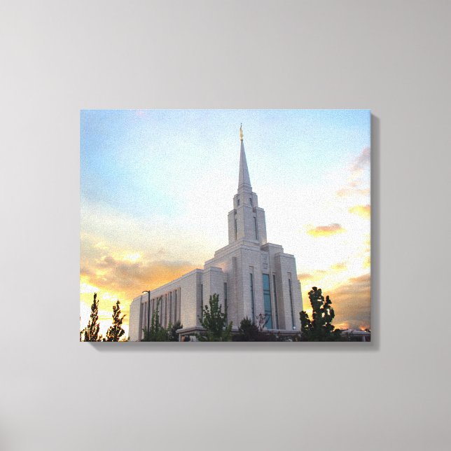 Oquirh Mountain LDS temple utah mormon sunset Canvastryck (Framsida)