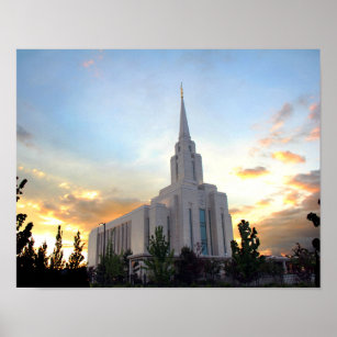 Oquirh Mountain LDS temple utah mormon sunset Poster