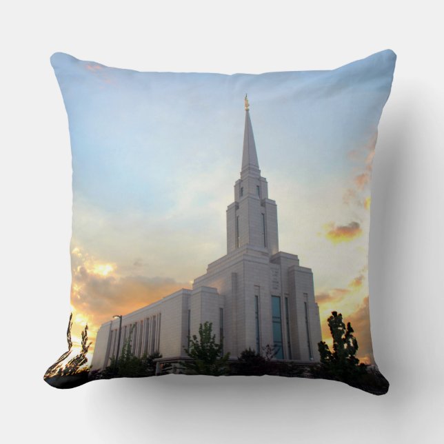 Oquirrh Mountain LDS tempel utah mormon solnedgång Kudde (Framsida)