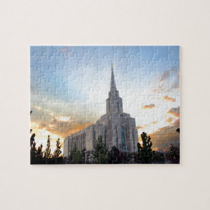 Oquirrh Mountain LDS Utah Temple solnedgång Pussel