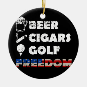 Ör Cigars Golf Freedom Smoker Drinker Golfer Julgransprydnad Keramik