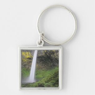 OR, Columbia River Gorge, Elowah Falls, McCord 2 Fyrkantig Silverfärgad Nyckelring