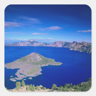OR, Crater Lake NP, Wizard Island och krater Fyrkantigt Klistermärke
