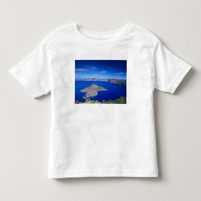 OR, Crater Lake NP, Wizard Island och krater T-shirt (Framsida)