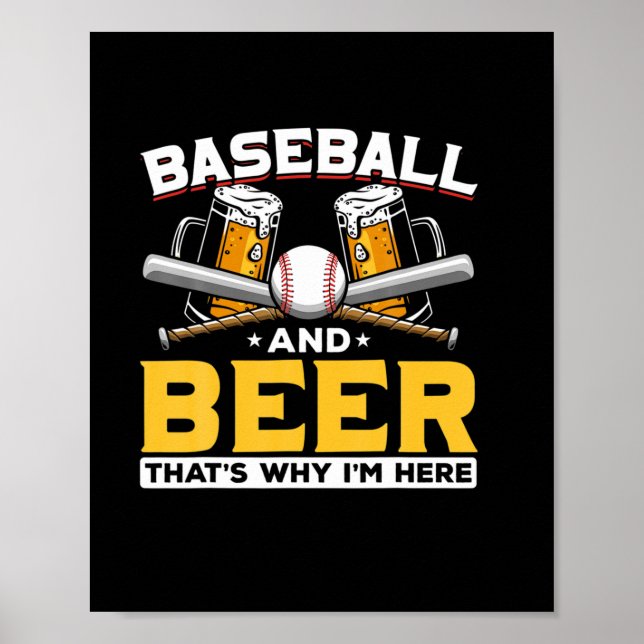 Ör Drinker Baseball Beer Humor Birthday Poster (Framsidan)