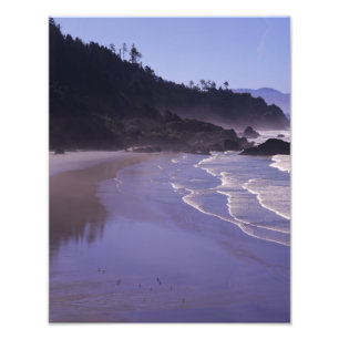 OR, Ecola SP, Indian Beach med morgondimma Fototryck