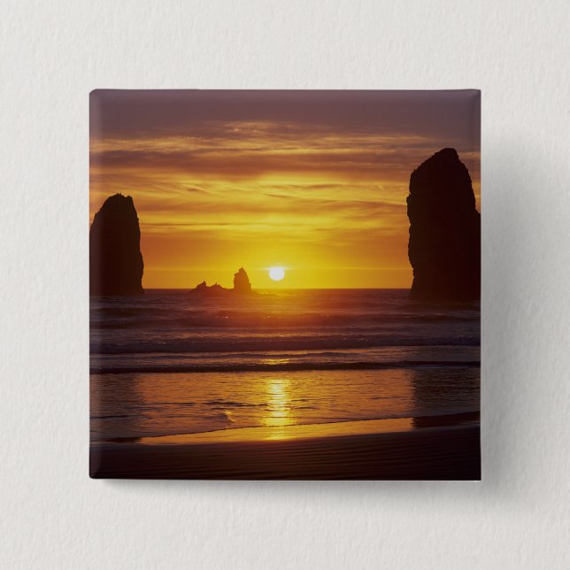 OR, Oregon-kusten, Cannon Beach, havsstackar kl 2 Knapp (Framsida)
