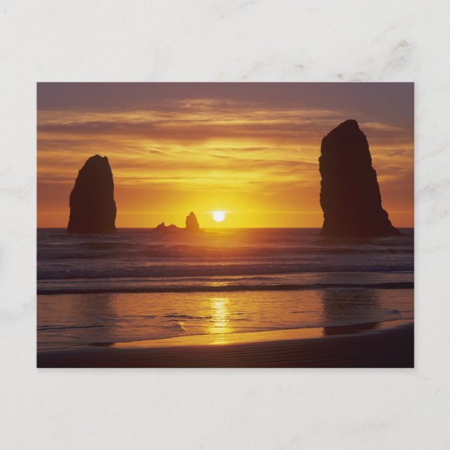 OR, Oregon-kusten, Cannon Beach, havsstackar kl 2 Vykort (Framsida)
