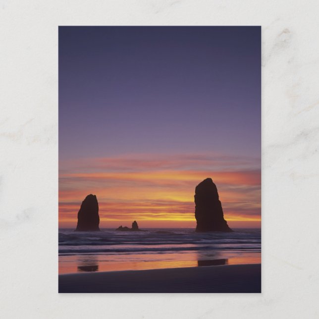 OR, Oregon-kusten, Cannon Beach, havsstackar vid Vykort (Framsida)