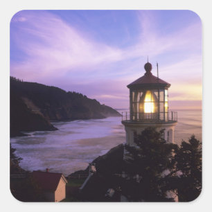 OR, Oregon-kusten, Heceta Head Lighthouse, på Fyrkantigt Klistermärke