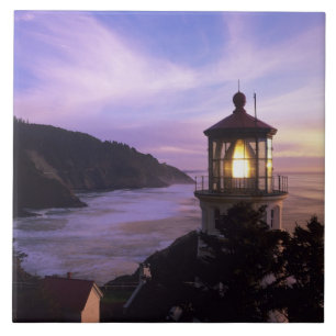 OR, Oregon-kusten, Heceta Head Lighthouse, på Kakelplatta