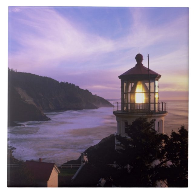 OR, Oregon-kusten, Heceta Head Lighthouse, på Kakelplatta (Framsidan)