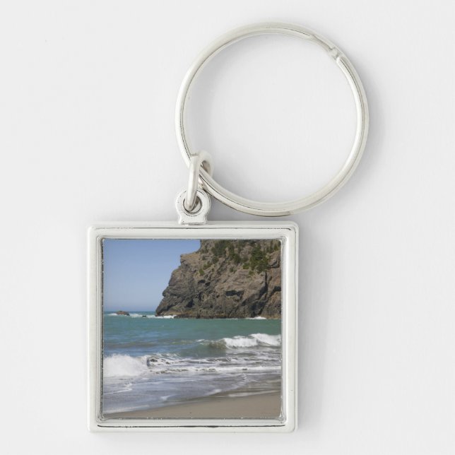 OR, Oregon-kusten, Whaleshead Beach, Söder Fyrkantig Silverfärgad Nyckelring (Framsidan)