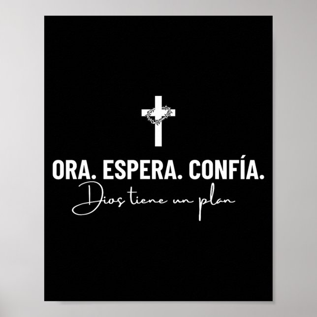 Ora Espera Confía Dios Tiene Un Plan Fe Cristiana  Poster (Framsidan)