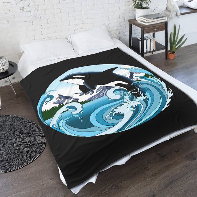 Oraca Killer Whale Blue Ocean Fleecefilt (Skapare uppladdad)