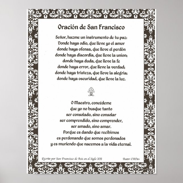 Oracion de San Fransisco Poster (Framsidan)