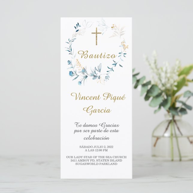 Oraciones Cortas Bautizo Tarjeta Prayer Card Meny (Stående Fram)