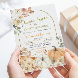 Orage Fall Boho Pumpkin Pumpkin Spice Baby Shower Inbjudningar
