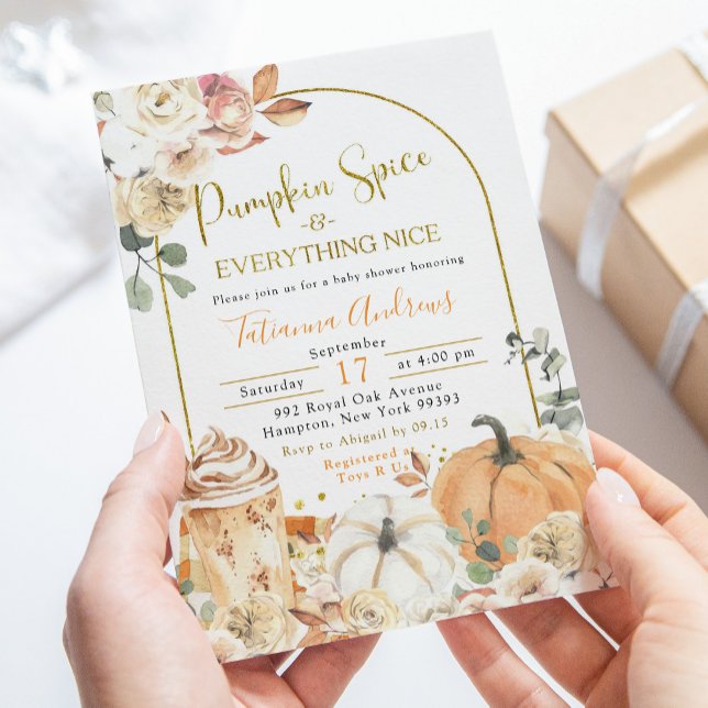 Orage Fall Boho Pumpkin Pumpkin Spice Baby Shower Inbjudningar (Skapare uppladdad)