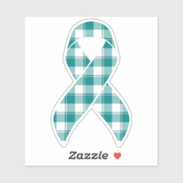Oral Cancer Awareness Plaid Teal Ribbon Klistermärken